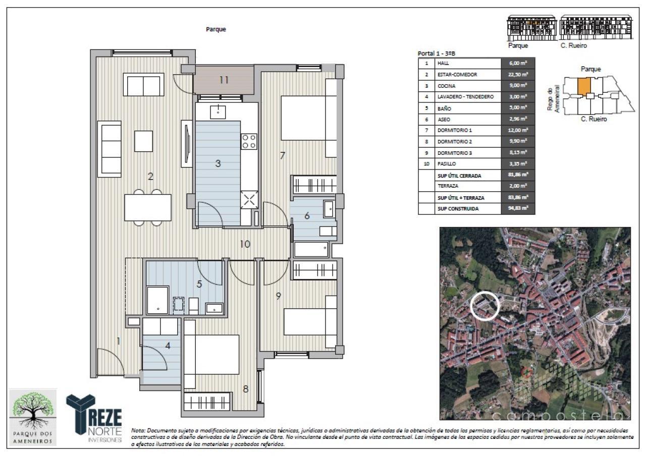 PLANO VIVIENDA 3ºB, Portal 1