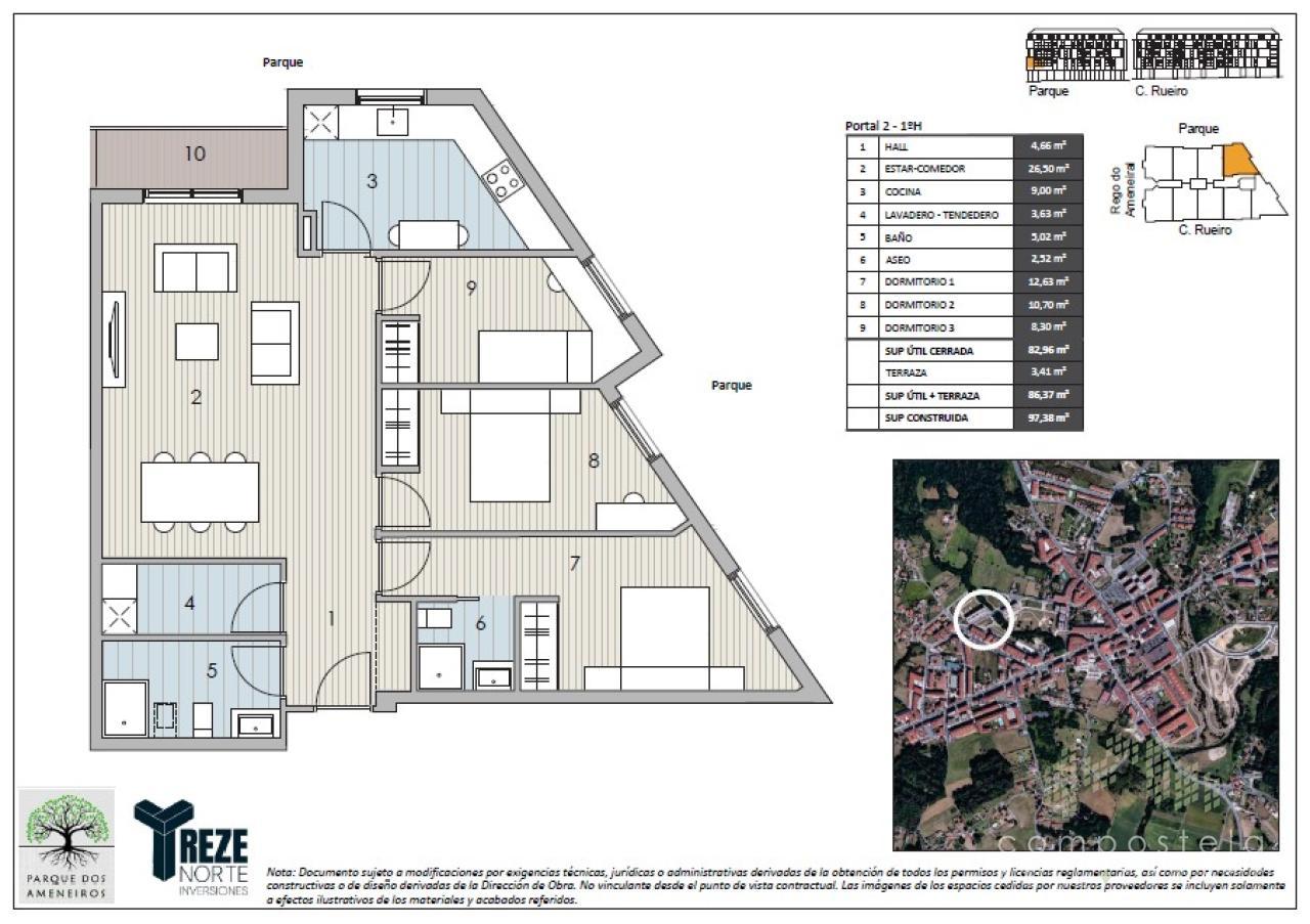 PLANO VIVIENDA 1ºH, Portal 2