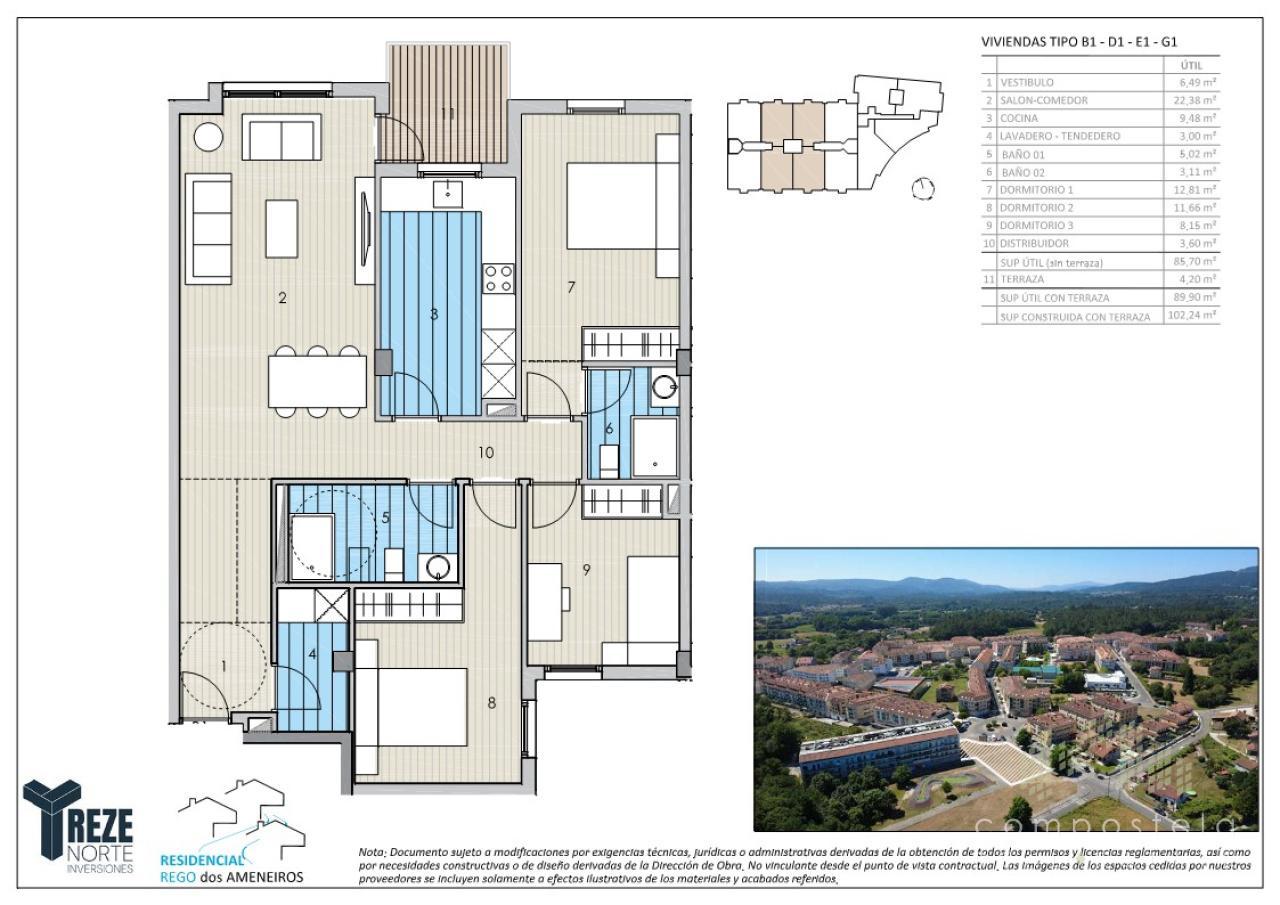 PLANO VIVIENDA TIPO B1, vistas al parque
