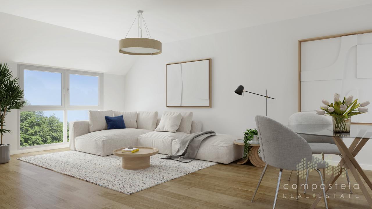 Infografía, zona de estar, salón comedor
